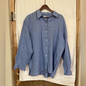 Blue Linen Button Up - Liz Claiborne